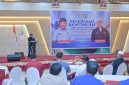 Ketua Pertina Provinsi Maluku Utara, Nasri Abubakar memberi sambutan di pelepasan atlet tinju Kejurnas Tinju Junior, Youth, dan Elite 2026.