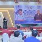 Ketua Pertina Provinsi Maluku Utara, Nasri Abubakar memberi sambutan di pelepasan atlet tinju Kejurnas Tinju Junior, Youth, dan Elite 2026.